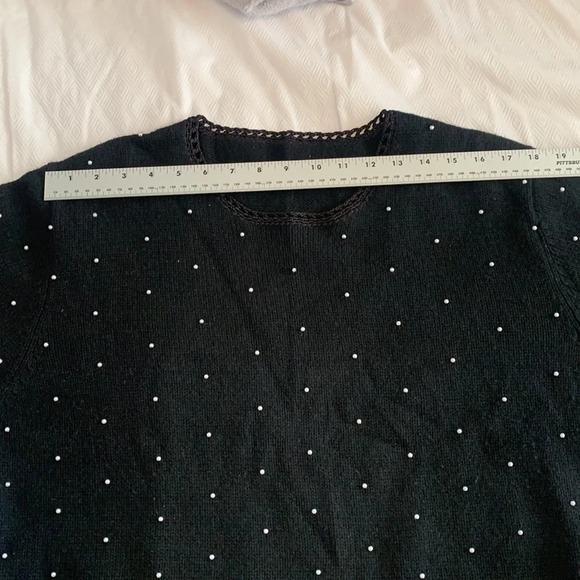 Christopher and Banks Silk Rabbit Angora Ditsy Pearl Dot Black Sweater Med/Large - Picture 12 of 13